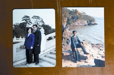 左：冯志良出事前，夫妻二人最后一次去颐和园时拍下的照片。右：冯志良健康时出差在海边的照片，他的愿望就是能带着妻子一同看海。